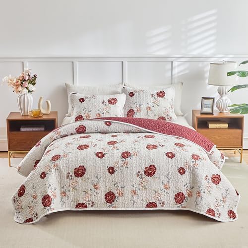 Shxime Floral Quilt Set 3 Pieces Queen Size