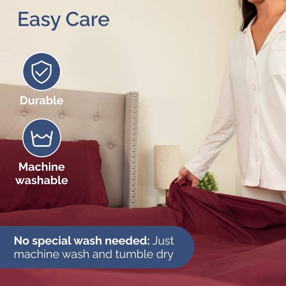 CGK Unlimited Wrap Around Dust Ruffle Bed Skirt Set - Burgundy