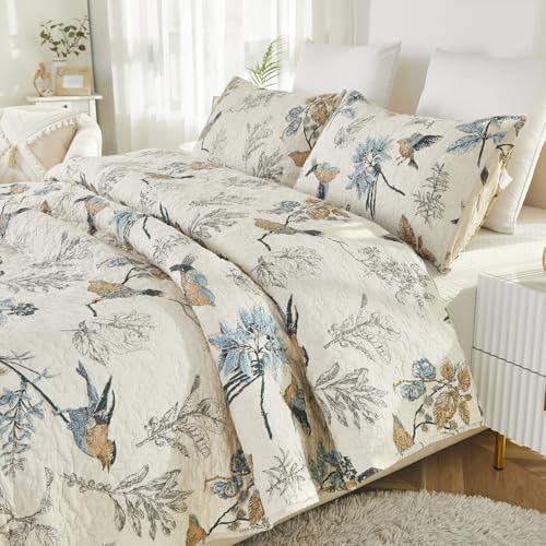 Brandream Birds Comforter Set Queen 3Pcs Beige