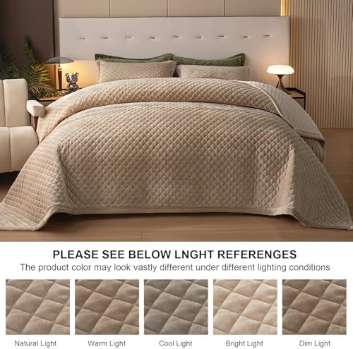 tohrisa Queen Size Velvet Quilt Set 3-Piece