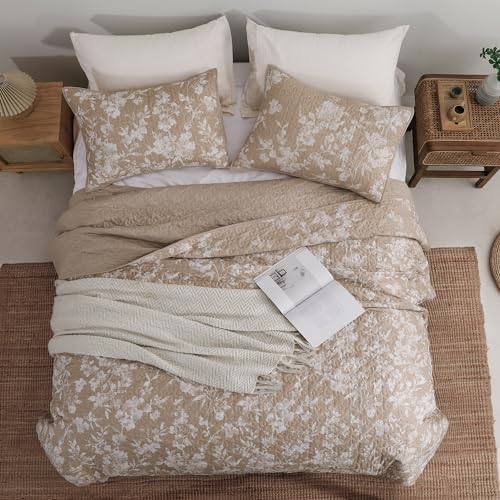 SHALALA Floral Quilt Set Queen Size Reversible