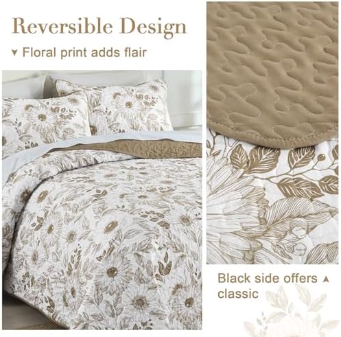 Drucon Floral Quilt Set Queen 3 Pieces