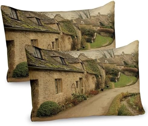 Ambesonne Pillow Sham Set of 2 Grey Green Retro England Print