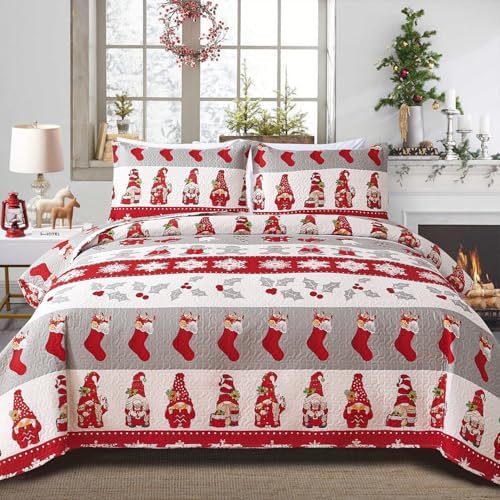 Smuge Christmas Bedspread Queen Size Quilt Set