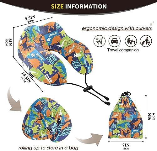 Sletend Bright Dinosaurs Travel Neck Pillow for Adults Kids
