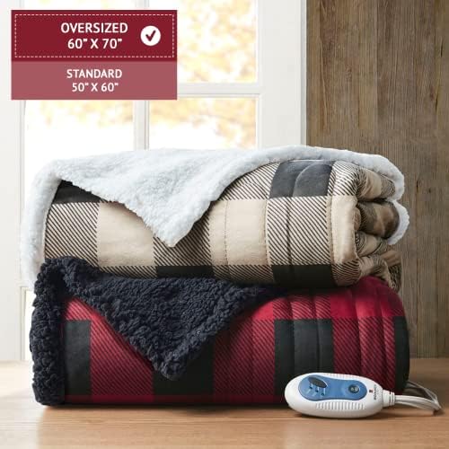 Woolrich Red Berber Electric Blanket Oversized Throw