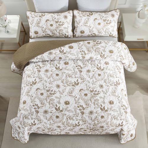 Drucon Floral Quilt Set Queen 3 Pieces