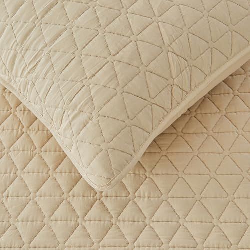 SimpleOpulence Cotton Quilt Set Queen Size Khaki 3-Piece