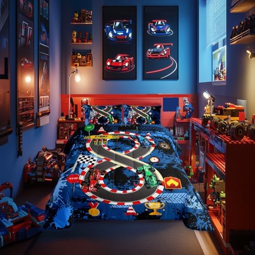 Racing Track Cars Bed Set for Boys and Men