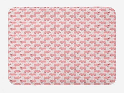 Ambesonne Pig Bath Mat - Farm Animal Cartoon Pastel Plush Decor