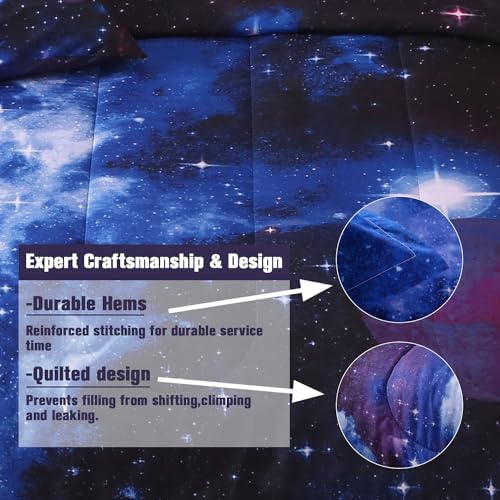 JQinHome Twin Galaxy Comforter Set 6 Piece Bed in a Bag
