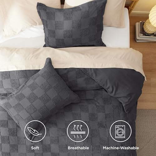 Bedsure Boho Checkered King Duvet Cover