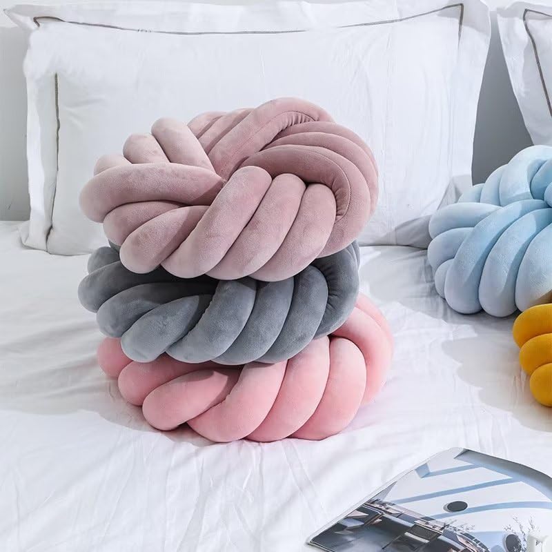 Youjiayi Velvet Knot Pillow Ivory 14x14 Inches