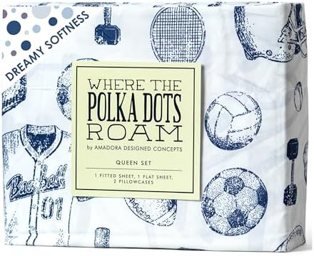 Kids Sports Bedding Set Queen Size with 2 Pillowcases