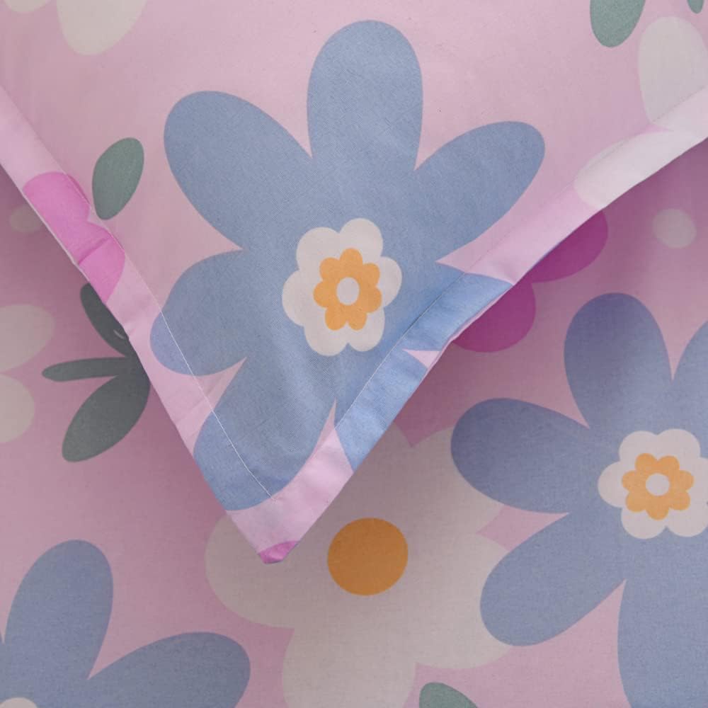 KWLOVER 2PC Purple Flower Print Bed Sheet and Pillowcases Set