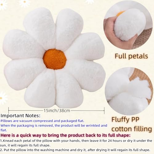 Yellow White Daisy Flower Throw Pillow Set