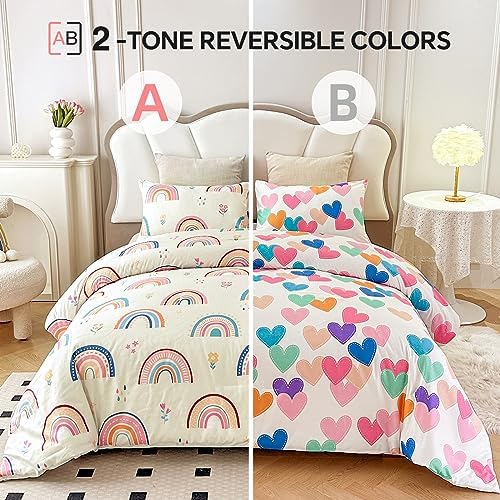 Btargot Rainbow 3-Piece Comforter Set with Pillow Covers