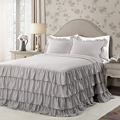 Lush Decor Allison Ruffle Skirt Bedspread Set Light Gray