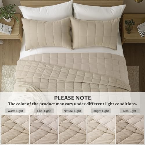 KASENTEX Oversized Queen Quilt Set - Sand Beige