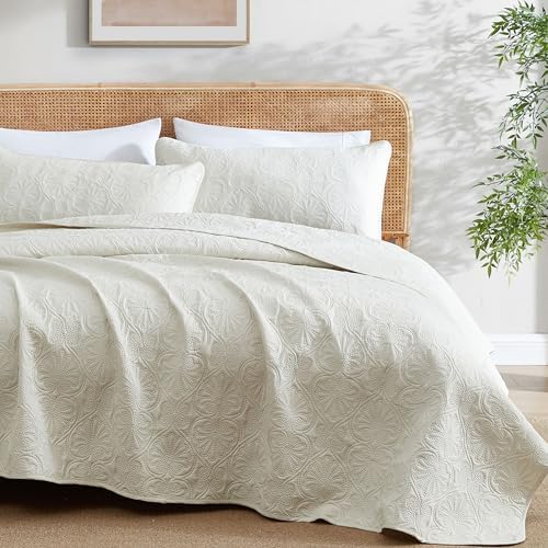HLCME Benji Quilt Set 3 Piece Full Queen Beige