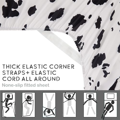 Viviland 3-Piece Cow Print Twin Sheet Set for Kids