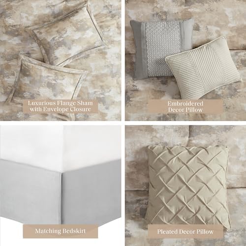 Madison Park Gray Queen Comforter Set 7 Piece