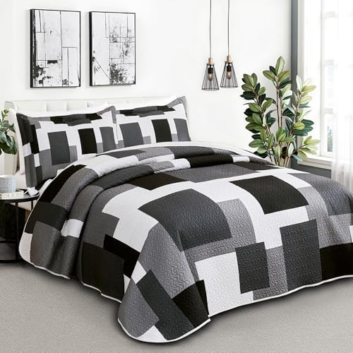 Tyrot Modern Patchwork Quilt Set Queen Size