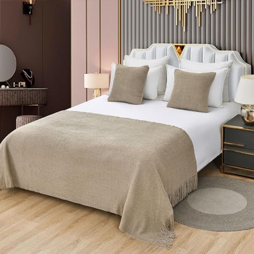 LEEMQCYA Khaki Bed Runner Scarf for Bedroom Decor