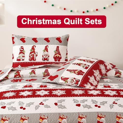 Smuge Christmas Bedspread Queen Size Quilt Set