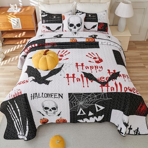 Cmfshape Halloween Quilt Set 3 Piece Queen Size