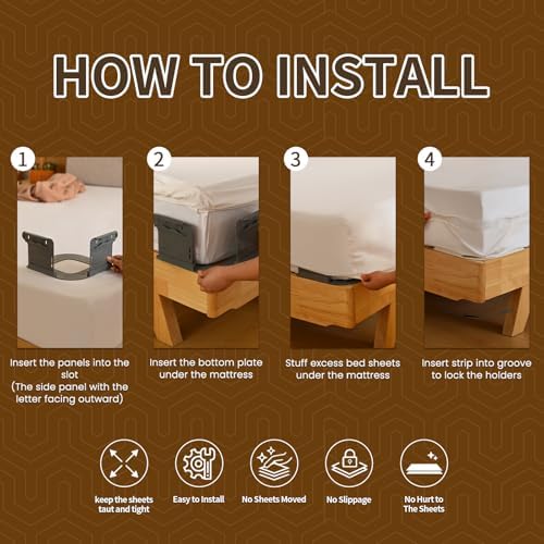 AIPUDE Heavy Duty Sheet Holder with Lock Strips 4pcs Universal Fitted Sheet Straps