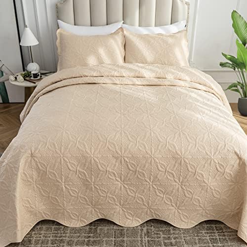 Auemtyn King Size Quilt Set 3 Pieces Floral Pattern