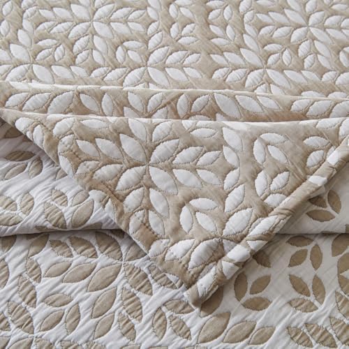 EVENHUG Reversible Leaf Cotton Quilt Set King Size