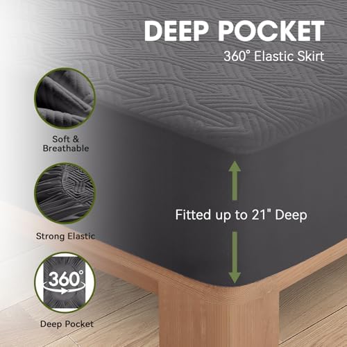 HYLEORY Twin XL Waterproof Mattress Protector - Bamboo Viscose Cooling Pad Cover