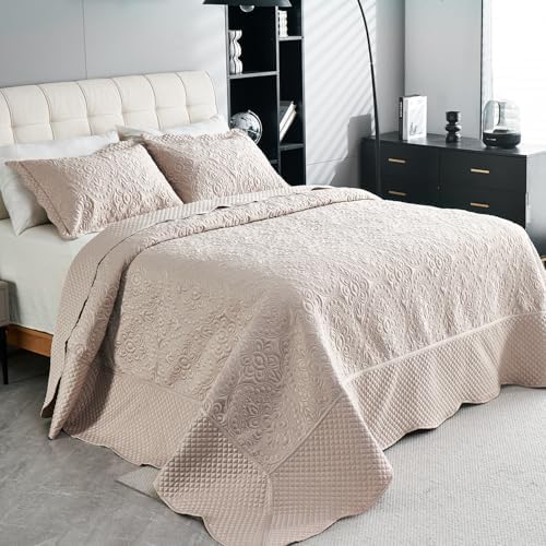 Cmfshape Floral Embroidery Quilt Set 3 Piece King Size