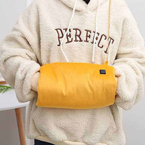 MSUIINT USB Heated Hand Warmer Throw Pillow with Gloves Portable Grey