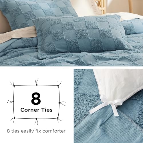 Bedsure Boho Queen Duvet Cover - Checkered Soft Shabby Chic