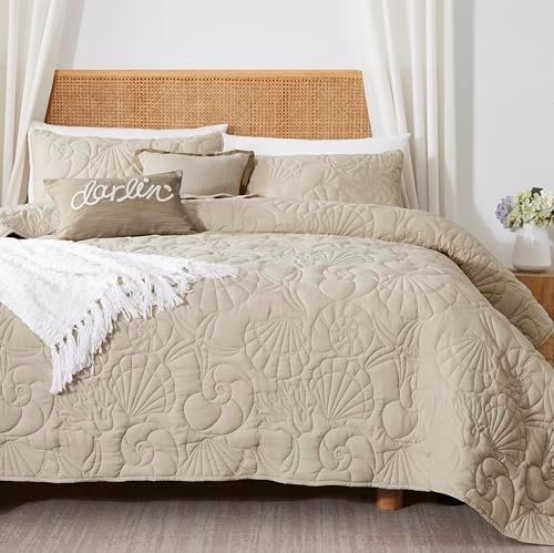 WDCOZY Coastal Beach Beige Twin Quilt Set