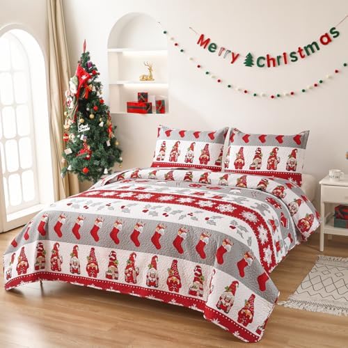 Smuge Christmas Bedspread Queen Size Quilt Set