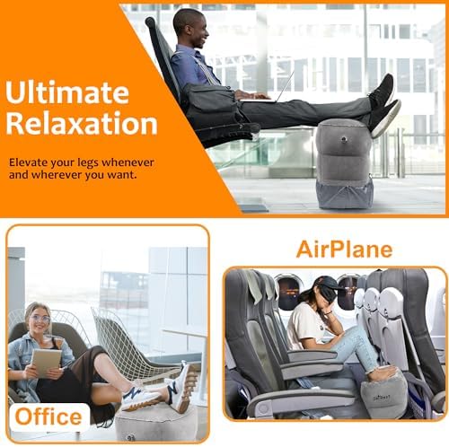 Skyrest Inflatable Foot Rest Travel Pillow - Grey 1