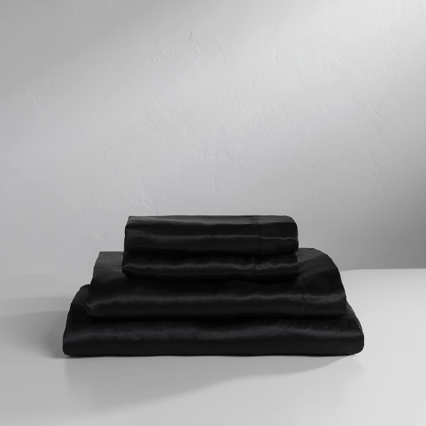 Baltic Linen Satin Sheet Set King Black 4-Piece 1