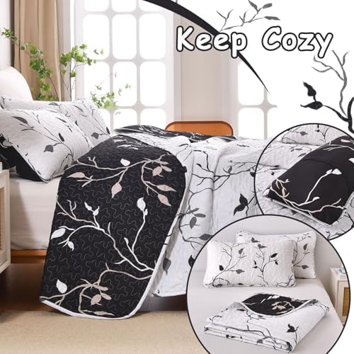 DJY Reversible Floral Quilt Set 3 Piece King Size