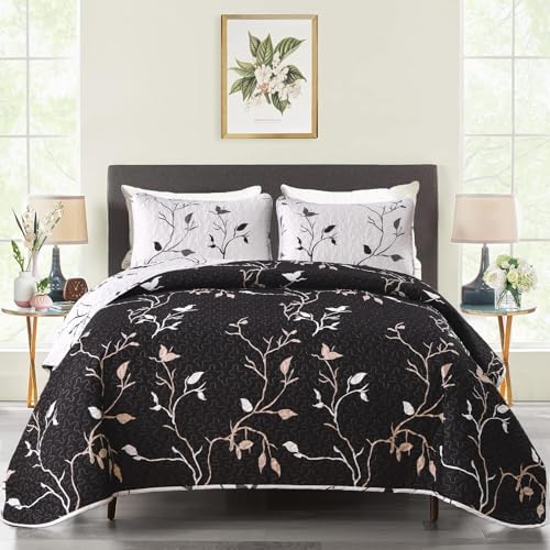 DJY Reversible Floral Quilt Set 3 Piece King Size