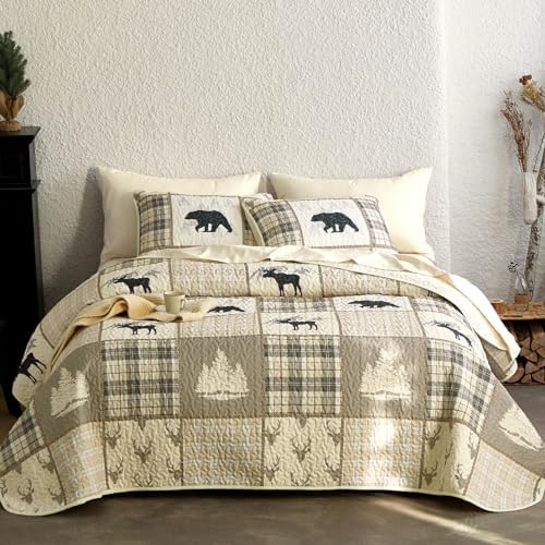 Wake In Cloud Rustic Quilt Set with Wildlife Pattern