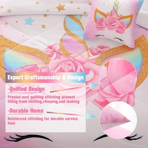 JQinHome Unicorn Twin Bedding Set 6 Piece 1