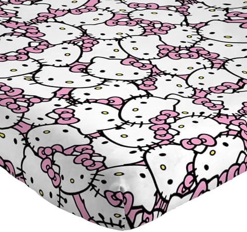 Jay Franco Hello Kitty Pink Stripes Hearts Twin Sheet Set