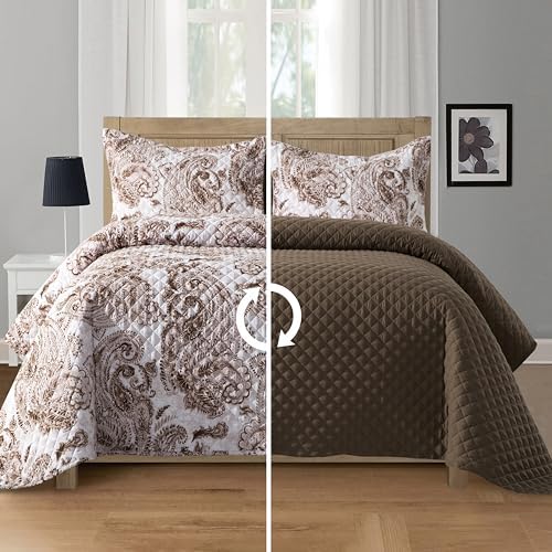 Elegant Comfort 3-Piece Reversible Paisley Quilt Set