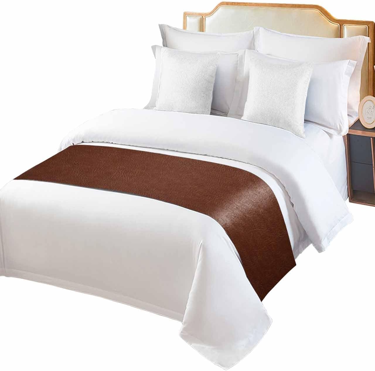 Yukro Boho Brown Leather Texture Bed Runner Scarf
