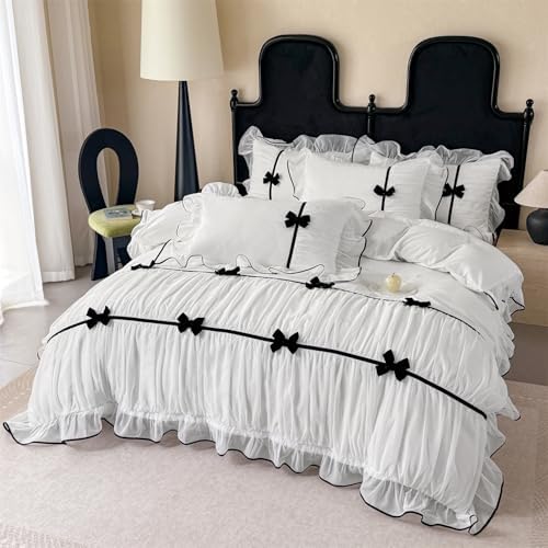 SOUKECHY Ruffle Bedding Set with Bowtie and Zipper Closure