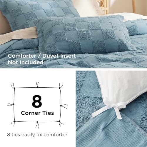 Bedsure Boho Queen Duvet Cover - Checkered Soft Shabby Chic